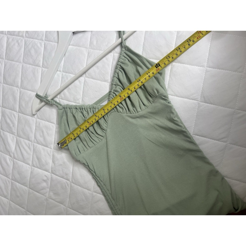 Princess Polly Sage Green Ruched Midi Dress Coquette Y2K Bodycon Summer Sz US 4 - Picture 5 of 9